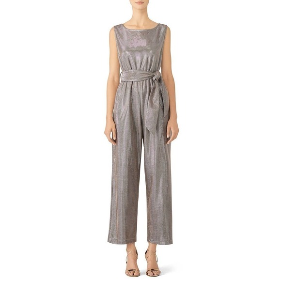 Carolina Ritzler Mae Jumpsuit Shimmer Sleeveless Silver M - Picture 2 of 13